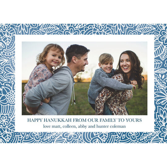 Festive Leaf Border Holiday Photo Cards